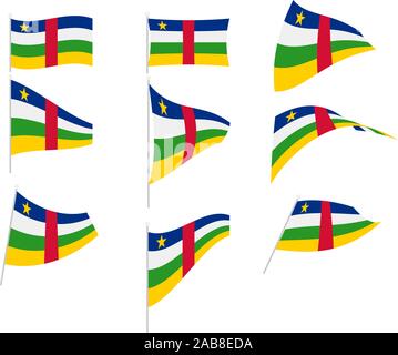 Vettore di disegno di impostare con la bandiera della Repubblica Centrafricana Illustrazione Vettoriale