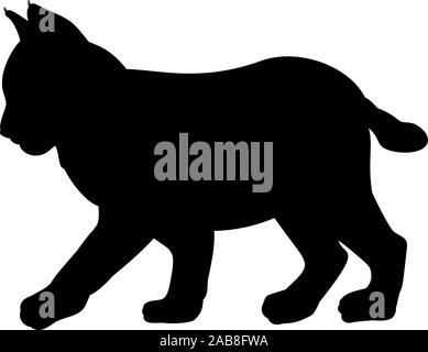 Silhouette di un po' di trotto lynx. Carino giovane animale. Vector illustrator Illustrazione Vettoriale