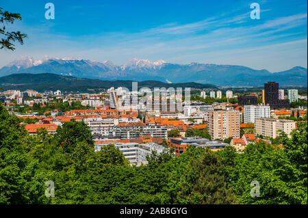 Vista su Lubiana, capitale della Slovenia Foto Stock