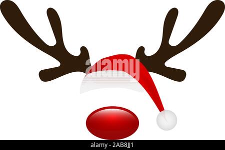 La renna corna e santa hat cap. Maschera per il natale Illustrazione Vettoriale