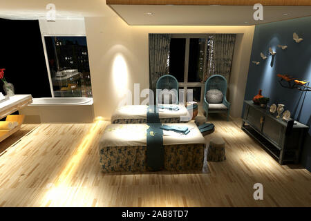 3D render di sala massaggi Foto Stock