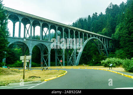 Heceta Head Lighthouse membro Punto Panoramico in Oregon USA lungo l'autostrada 101 Foto Stock