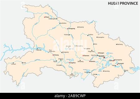 Mappa della Cina Centrale s Provincia di Hubei Cina Illustrazione Vettoriale