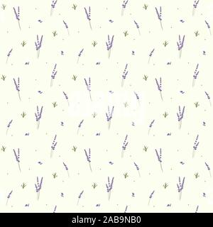Lavanda pattern seamless sfondo. Fiori di lavanda design tessile. Vettore Illustrazione Vettoriale