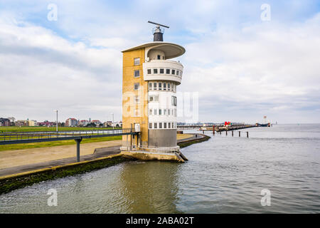 Costruzione del radar sulla costa di Cuxhaven, Germania Foto Stock