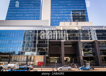 Jessie Street Centro, nuovi edifici aziendali su Macquarie Street nel sobborgo occidentale di Parramatta, Sydney, Australia Foto Stock