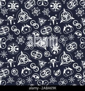 Sfondo con figure astratte seamless pattern. in bianco e nero di sfondo vettoriale Illustrazione Vettoriale