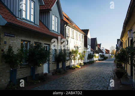 Der Holm ist ein Fischerviertel NEL LAND SCHLESWIG, gelegen an der Schlei Foto Stock