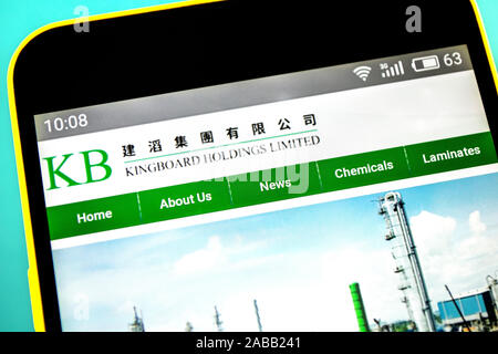 Berdyansk, Ucraina - 18 Aprile 2019: Editoriale illustrativa di Kingboard Chemical Holdings homepage del sito. Kingboard Chemical Holdings visibile il logo Foto Stock