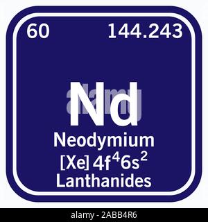 Il neodimio Tavola Periodica degli Elementi illustrazione vettoriale EPS 10. Illustrazione Vettoriale
