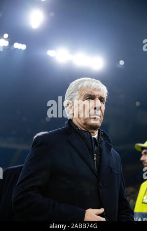 Milano, Italia. 26 Nov, 2019. GIAN PIERO gasperini (Atalanta)durante il round del Torneo - Atalanta vs Dinamo Zagreb, Soccer Champions League campionato Gli uomini in Italia, a Milano, 26 novembre 2019 - LPS/Francesco Scaccianoce Credito: Francesco Scaccianoce/LP/ZUMA filo/Alamy Live News Foto Stock