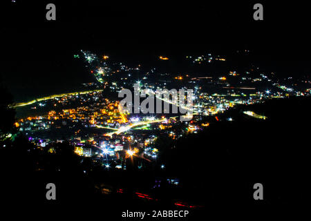 Thimphu città vista notturna Foto Stock