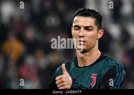 Cristiano Ronaldo (Juventus FC) durante la UEFA Champions League football match tra Juventus e Atletico Madrid presso lo stadio Allianz il 26 novembre, 2019 a Torino, Italia. Foto Stock