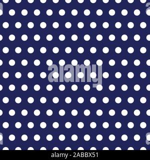 Abstract retrò navy blu e bianco Polka Dot Pattern di sfondo - Vintage illustrazione vettoriale Illustrazione Vettoriale