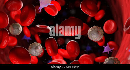 3D Rendering accurato dal punto di vista medico illustrazione del sangue umano Foto Stock