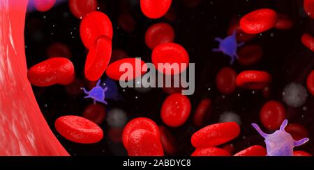 3D Rendering accurato dal punto di vista medico illustrazione del sangue umano Foto Stock