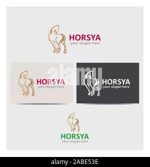 Icona di cavallo Silhouette per Logo, Business Card Logo, Mock up in diversi colori Illustrazione Vettoriale