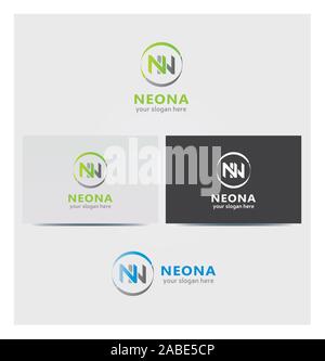 Lettera n Icona, Logo per il business aziendale in diversi colori, NN lettere Illustrazione Vettoriale