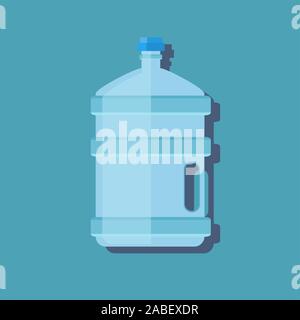 Icona grande bottiglia con acqua pulita. Contenitore in plastica per lo scambiatore di calore. Isolato su sfondo bianco. Illustrazione Vettoriale