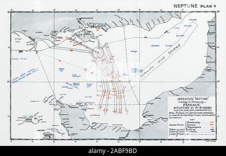 Funzionamento Nettuno sbarco in Normandia D giorno la situazione 0030 6 Giugno 1944 1994 Mappa Foto Stock