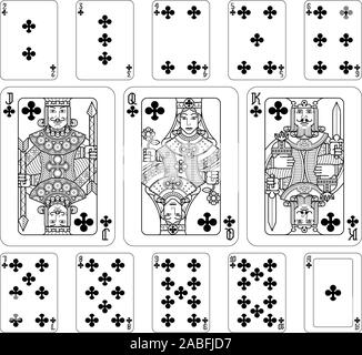 Carte da gioco club in bianco e nero Illustrazione Vettoriale