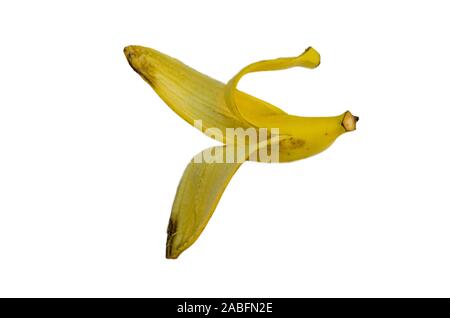 La buccia di banana su sfondo bianco Foto Stock