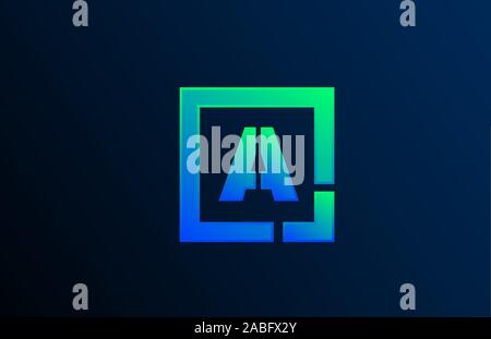 Blu Verde lettera di un alfabeto logo design icona per business. Adatto come un logotipo Illustrazione Vettoriale