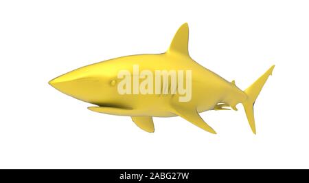 Squalo nero su sfondo giallo 3D Rendering Foto Stock