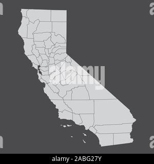 Contee della California mappa Illustrazione Vettoriale