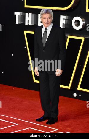 Harrison Ford. "Star Wars: La forza risveglia', Premiere europeo, Londra. Regno Unito Foto Stock