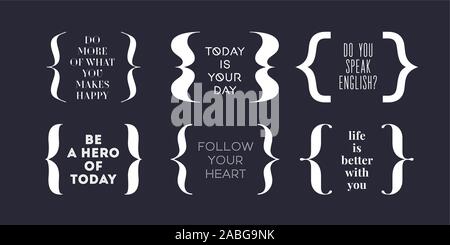 Staffa, bretelle, parentesi. Tipografia insieme di parentesi graffe Illustrazione Vettoriale