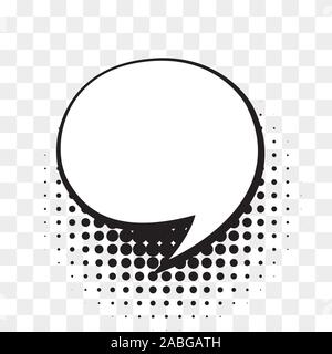 Fumetto vuoto discorso bolla sui puntini di semitonalità sfondo in stile retrò. Illustrazione Vettoriale