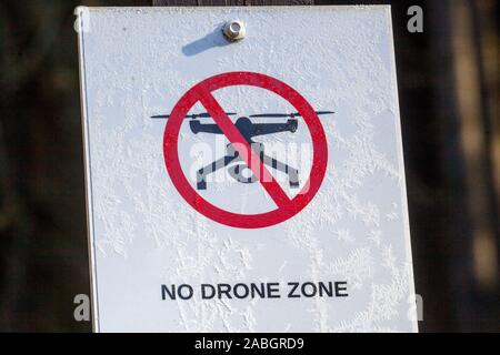 Nessuna zona di drone segno Foto Stock