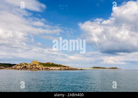 Isola dei Puffini e oltre, Tresco, da Sansone, isole Scilly, England, Regno Unito Foto Stock