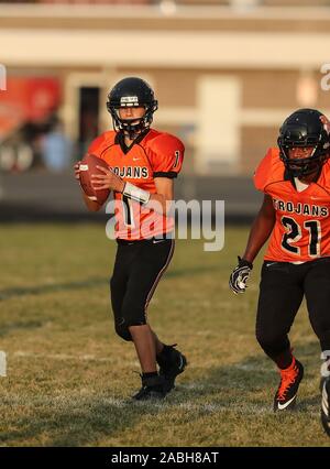 Azione di calcio con Lewiston High School vs Post Falls in Post Falls, Idaho. Foto Stock