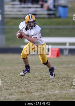 Azione di calcio con Lewiston High School vs Post Falls in Post Falls, Idaho. Foto Stock