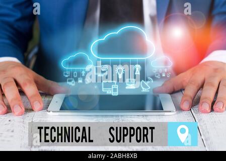 Testo della scrittura del supporto tecnico. Foto concettuale servizio fornito da un hardware o software company Foto Stock