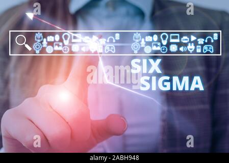 La grafia la scrittura di testo Six Sigma. Foto concettuale insieme di tecniche analysisagement destinato a migliorare il processo di business Foto Stock