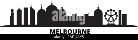 Australia, Melbourne City skyline isolato illustrazione vettoriale. Australia, Melbourne viaggi città cityscape con punti di riferimento Illustrazione Vettoriale