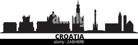 La Croazia lo skyline della citta' isolato illustrazione vettoriale. Viaggi in Croazia cityscape con punti di riferimento Illustrazione Vettoriale