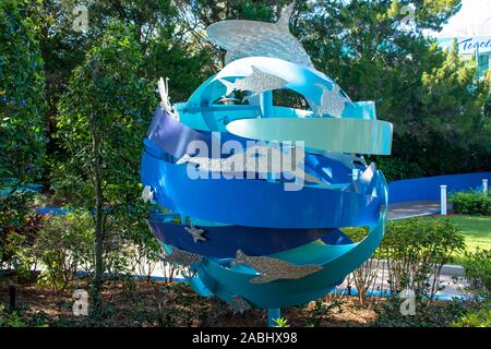 Orlando, Florida . Novembre 22, 2019. Moderno monumento sealife a Seaworld Foto Stock