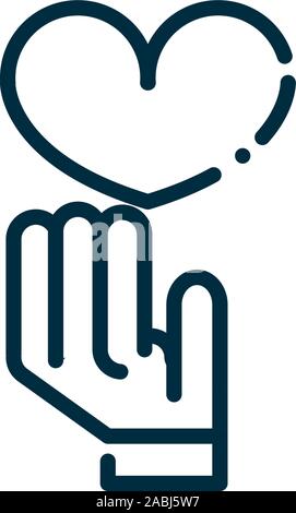 La mano con il cuore della pace e dei diritti umani la linea illustrazione vettoriale Illustrazione Vettoriale