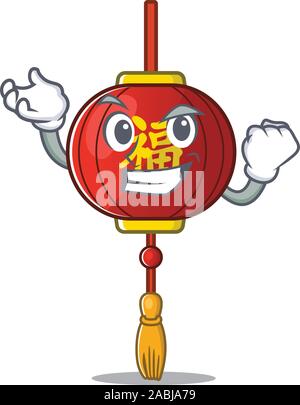 Felice fiducioso di successo lanterna asiatici cartoon stile carattere Illustrazione Vettoriale