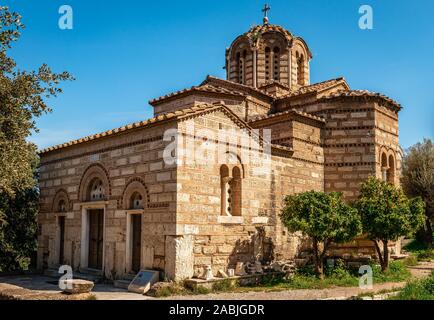 La Chiesa dei Santi Apostoli (aka Santi Apostoli di Solaki), situato nell'Antica Agorà di Atene in Grecia. e datata intorno alla fine del X secolo. Foto Stock