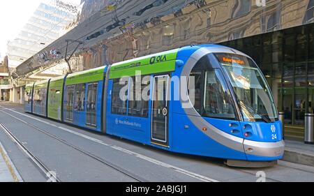 West Midlands, Metro tram, New Street, Birmingham, West Midlands, Inghilterra, Regno Unito, B2 4QA Foto Stock