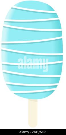 Blue ice cream Stick. uno. blu e bianco ghiaccio con strisce e vestire estate dolciumi, Illustrazione Vettoriale
