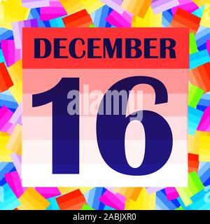 Dicembre 16 icona. Per la pianificazione di importanti giorno. Banner per i giorni festivi e giorni speciali. Sedicesima di dicembre e la relativa icona. Illustrazione. Foto Stock