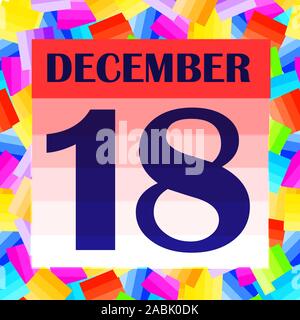 Dicembre 18 icona. Per la pianificazione di importanti giorno. Banner per i giorni festivi e giorni speciali. Xviii dicembre icona. Illustrazione. Foto Stock
