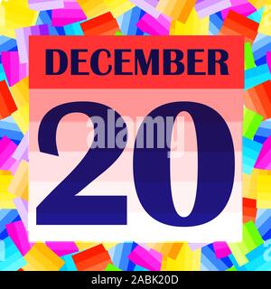 Dicembre 20 icona. Per la pianificazione di importanti giorno. Banner per i giorni festivi e giorni speciali. Dicembre xx icona. Illustrazione. Foto Stock
