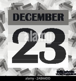 Dicembre 23 icona. Per la pianificazione di importanti giorno. Banner per i giorni festivi e giorni speciali. Ventitreesima dicembre icona. Illustrazione Vettoriale nei colori bianco e nero. Illustrazione Vettoriale